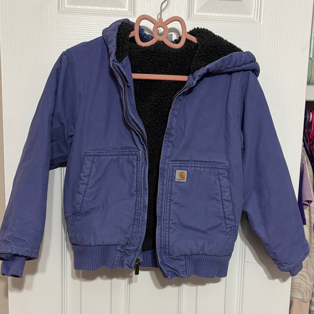 Carhartt Kids Purple Hooded Puffer Jacket